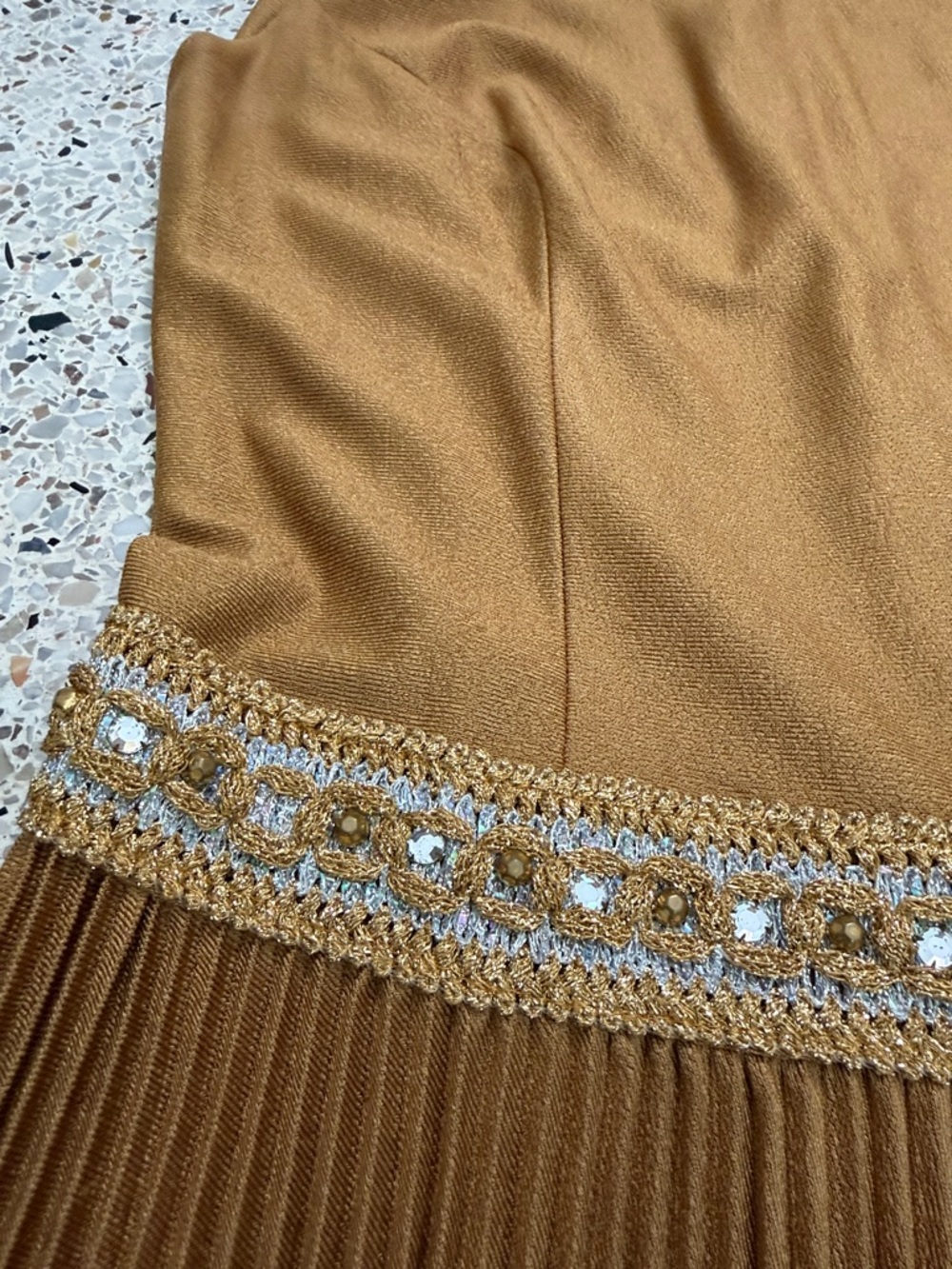 Vintage Miss Theme New York gold 60’s Palm Royal mini party cocktail dress 6 - Picture 10 of 11